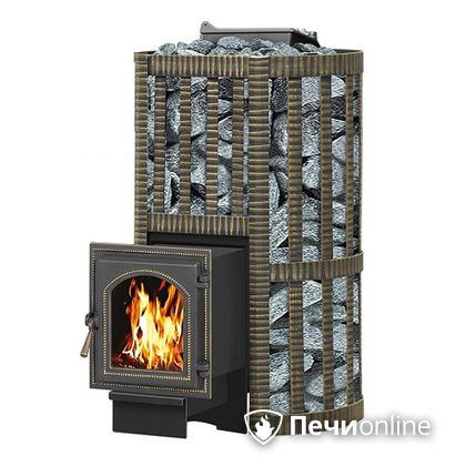 Дровяная банная печь Везувий Ураган Ковка 22 (270) с закрытой каменкой чугун в Туле