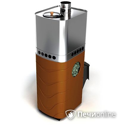 Дровяная банная печь TMF Бирюса 2013 Carbon терракота с закрытой каменкой в Туле